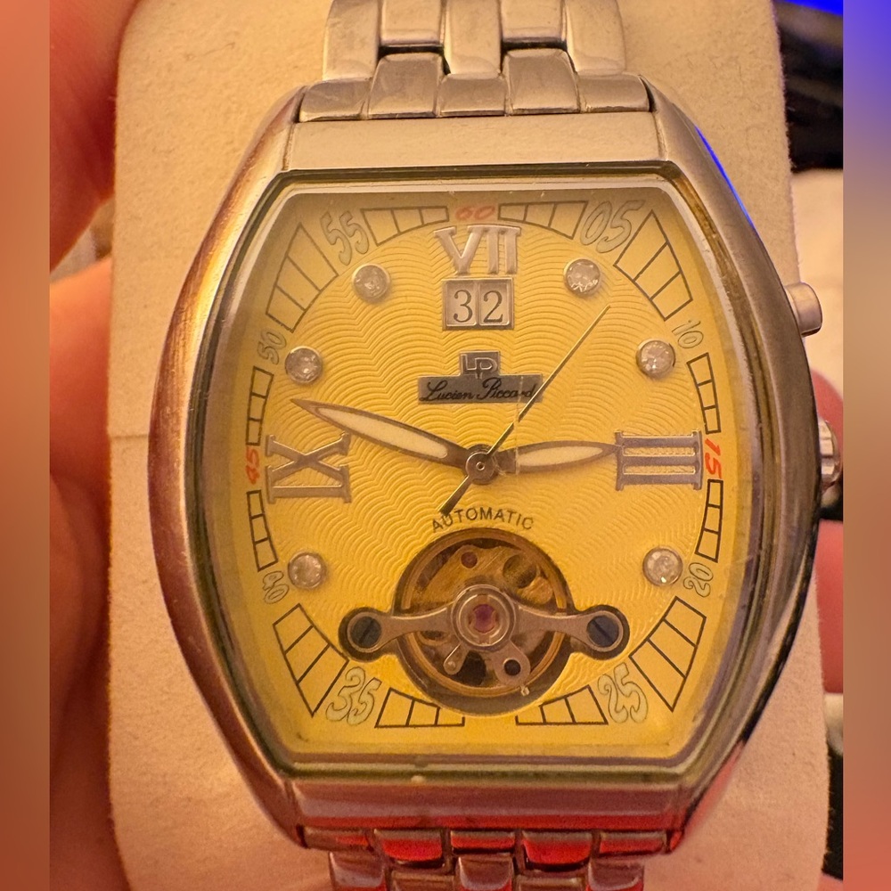 Lucien Piccard Silver and Gold Automatic Watch